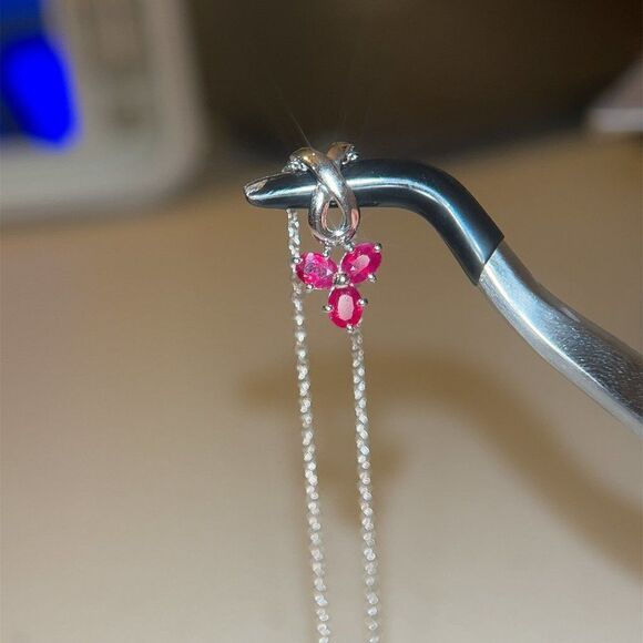 18k/14k 3-Ruby Pendant Necklace - Picture 4 of 11